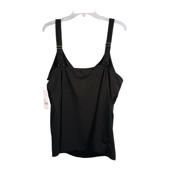 NWT FULLFITALL Black Tankini Swim Top Plus Size 22 Adjustable Straps - Picture 2 of 8
